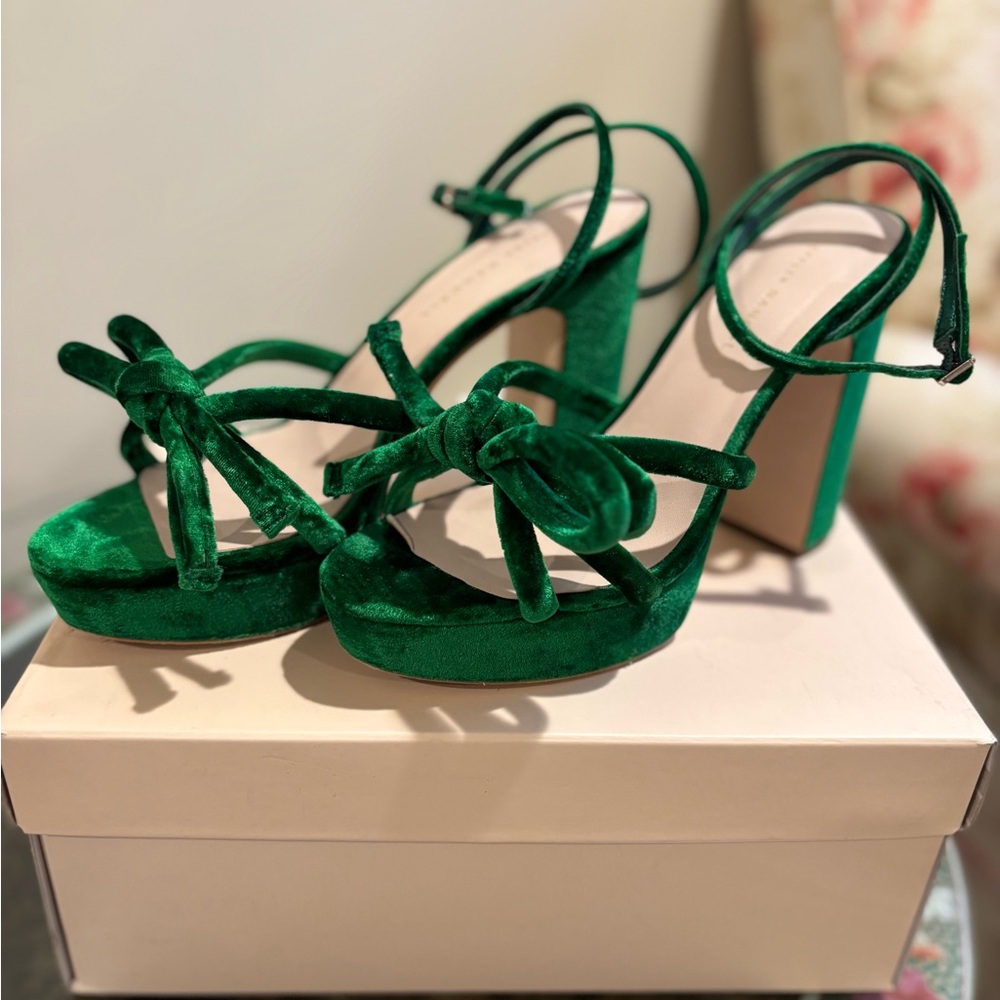Loeffler Randall Green Velvet Platform Heels 7.5
